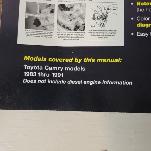 Toyota Camry 1983 thru 1991 Gasoline Engine Haynes Repair Manual - Picture 3 of 7